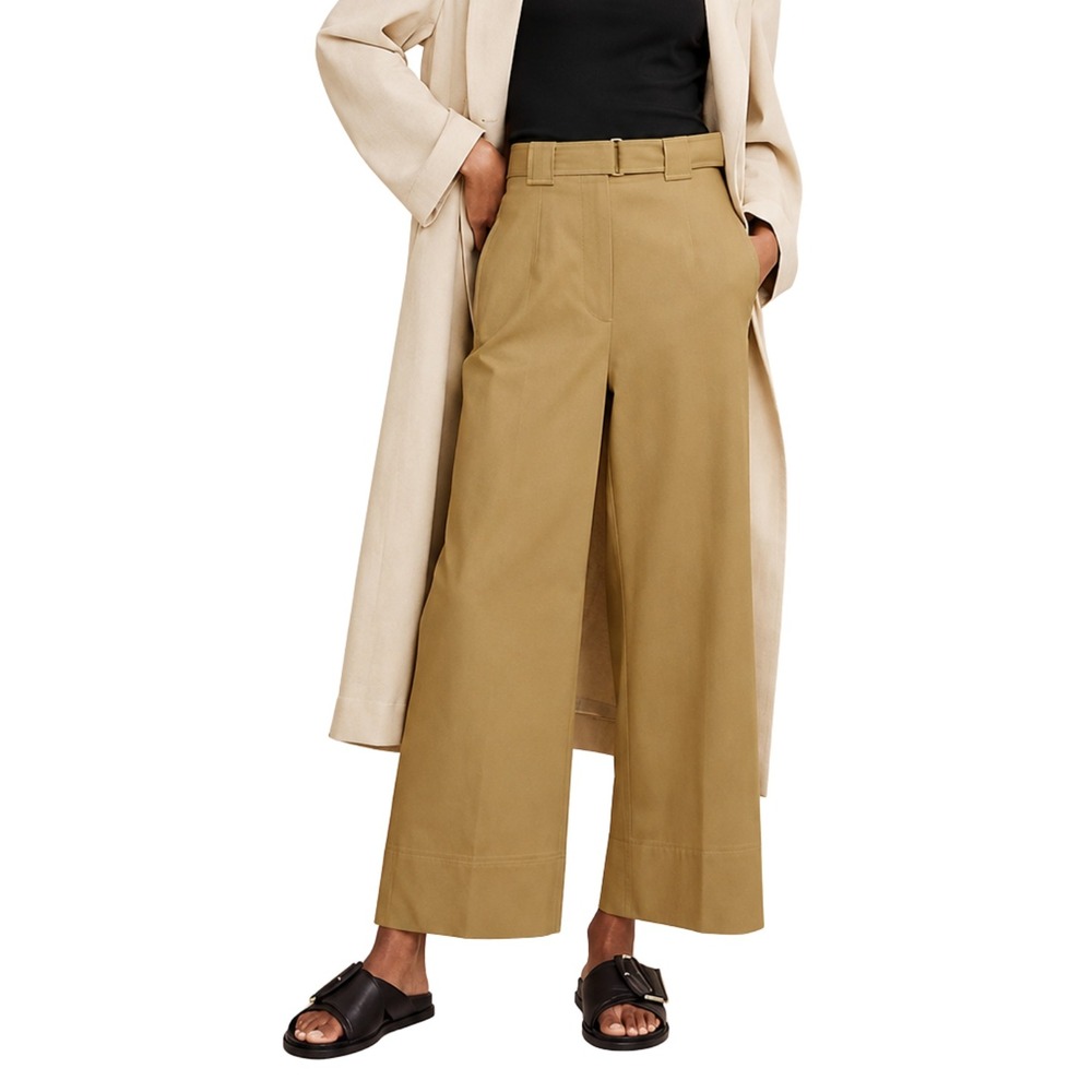 Banana Republic Pants Womens Size 8 Khaki Wide Leg Cropped Belted High Rise